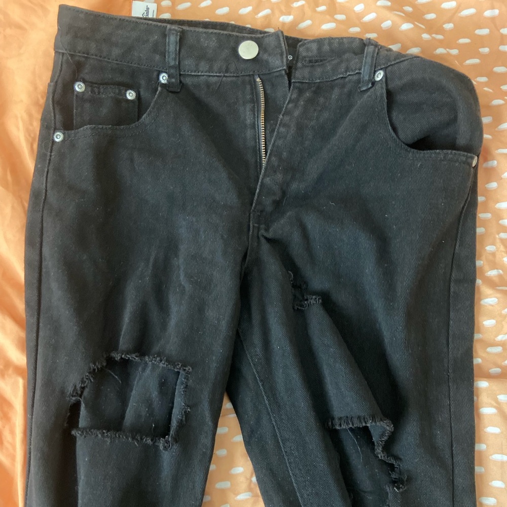Ripped Straight Leg Jeans